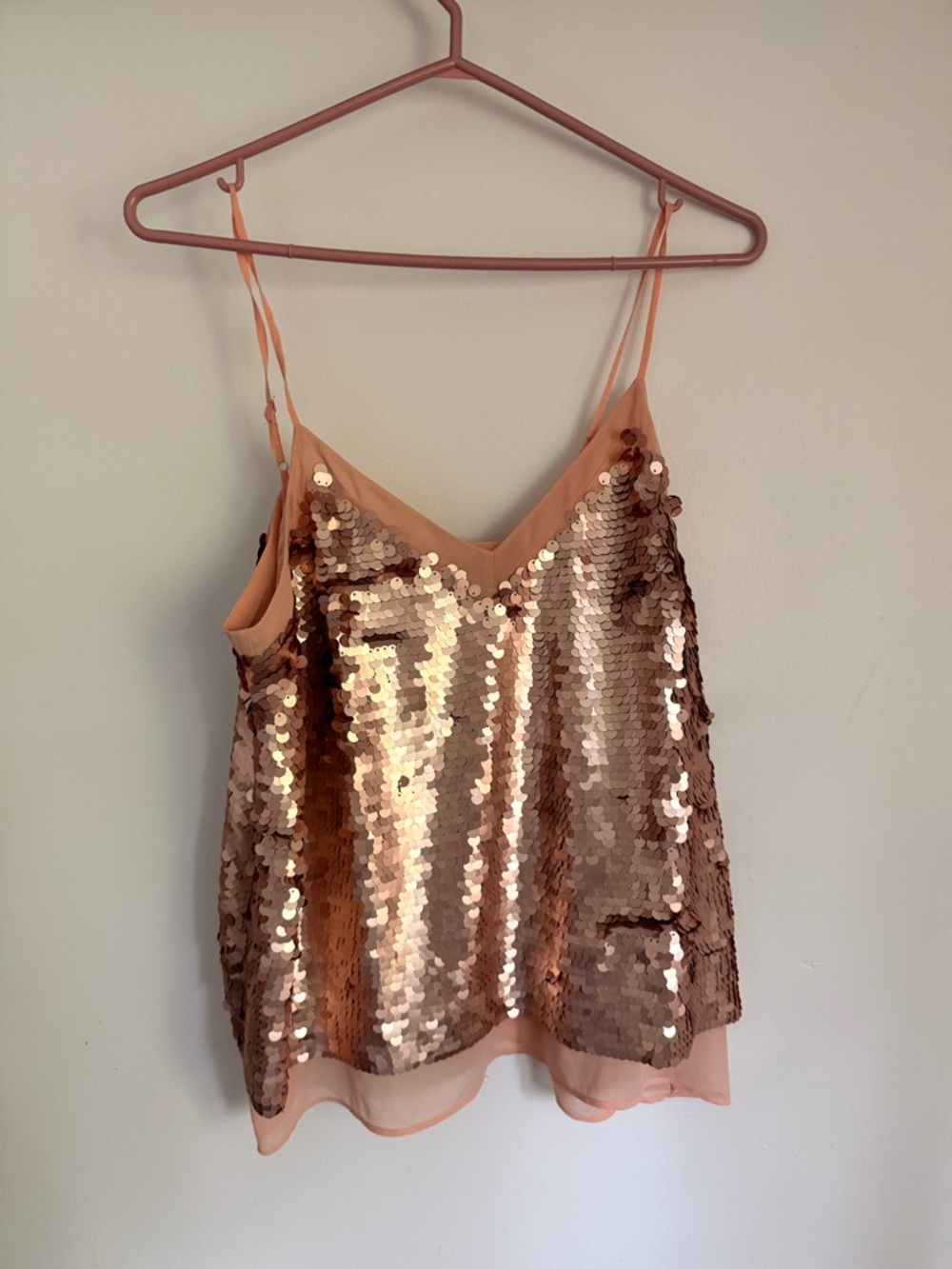 Pink sequin tank sz 8 adjustable straps NWT
